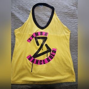 Zumba yellow graphic halter tank L